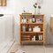 Costway Bamboo Storage Cabinet with Double Louvered Doors Open Shelf & Removable Shelf